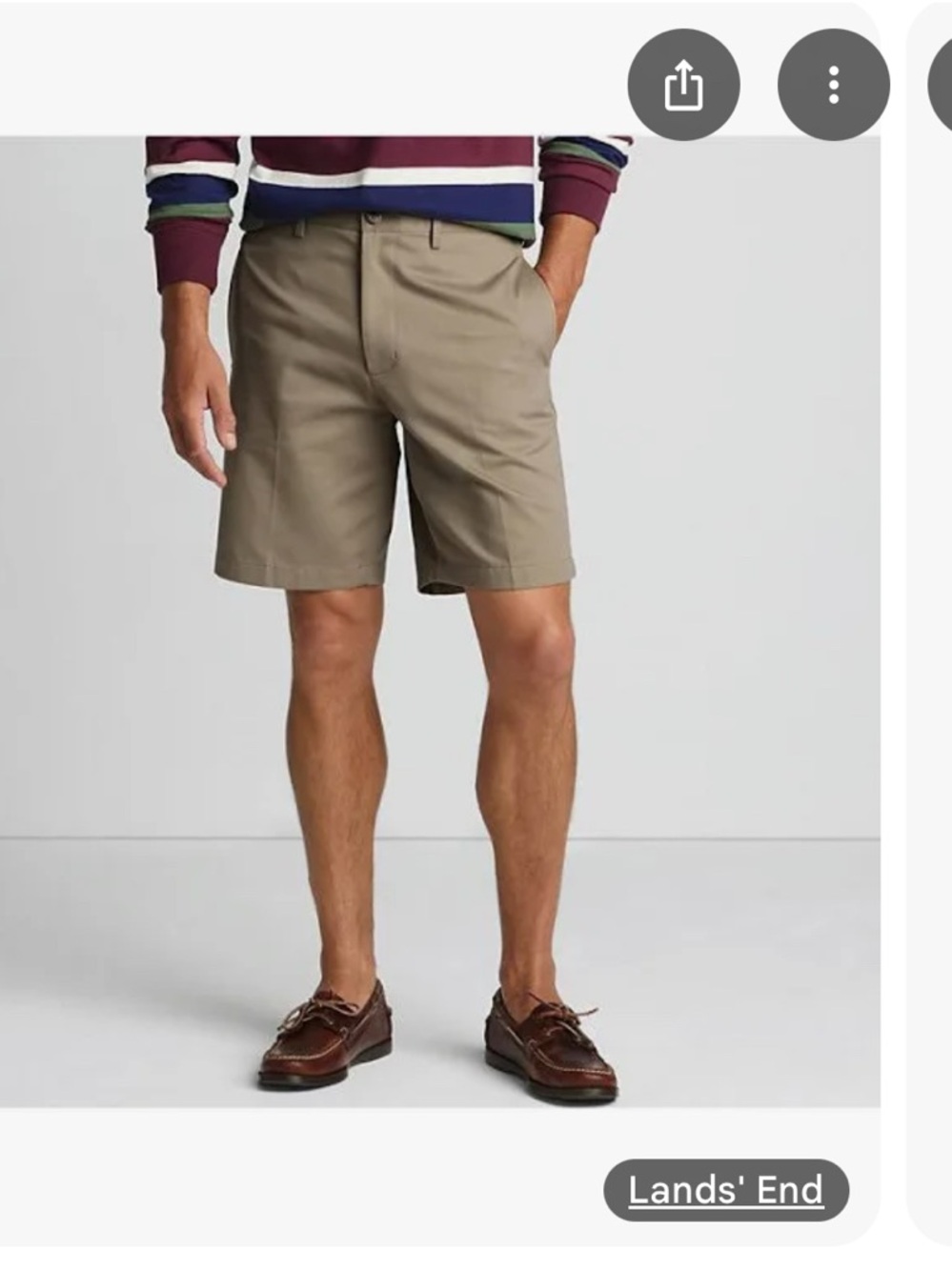 Lands' End NWT Khaki Walking Bermuda Mens Shorts Tan 46 length 9